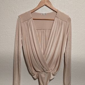 Elegant Cream Long Sleeve Women's Top